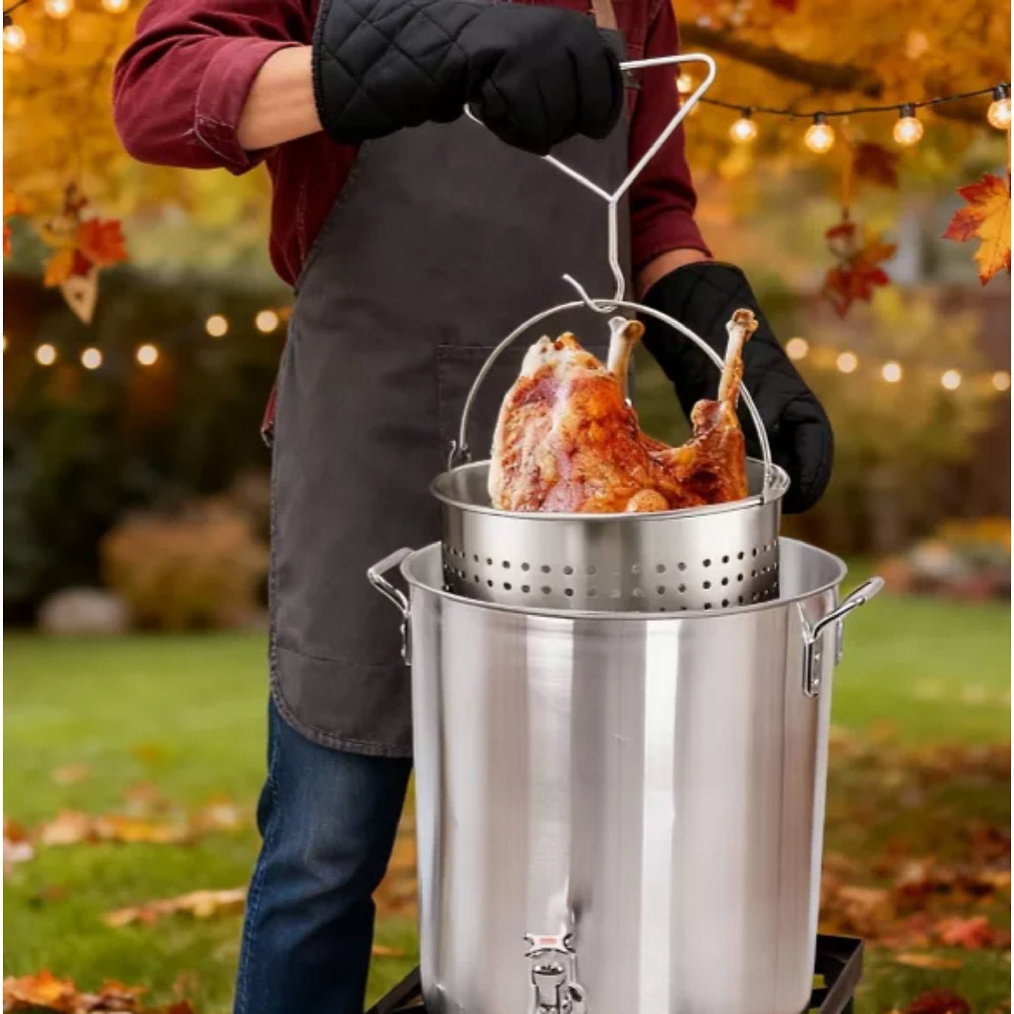 Red Mountain Valley Aluminum Pot with Basket — 30 Qt., Model# 2A-OC124